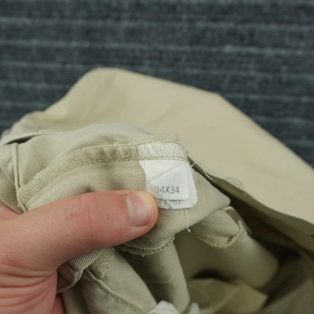 Vintage Polo Ralph Lauren Chino Pants Mens 36x31 Khaki Tan Pleated Cotton Twill